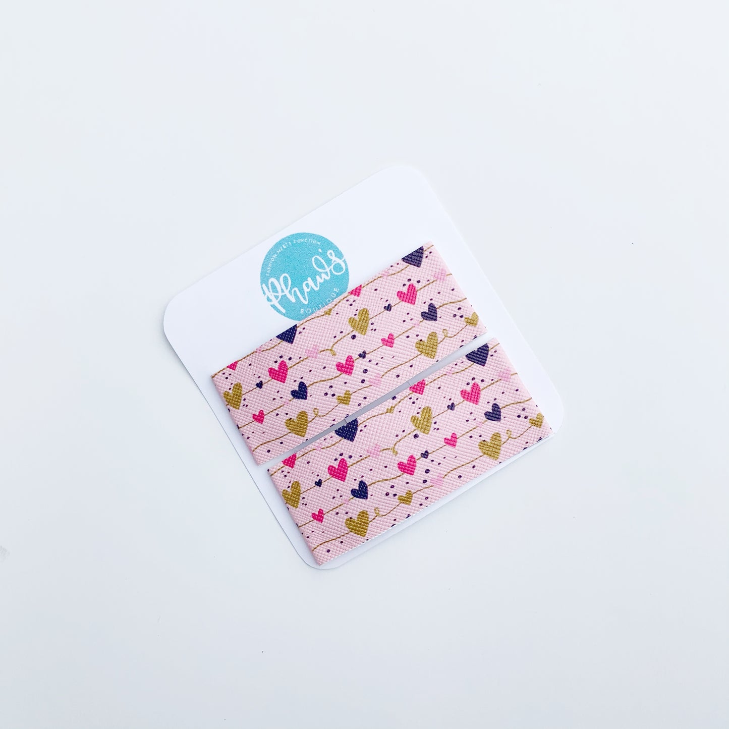 Small Heart Clusters Print | Faux Leather Snap Clips | Large