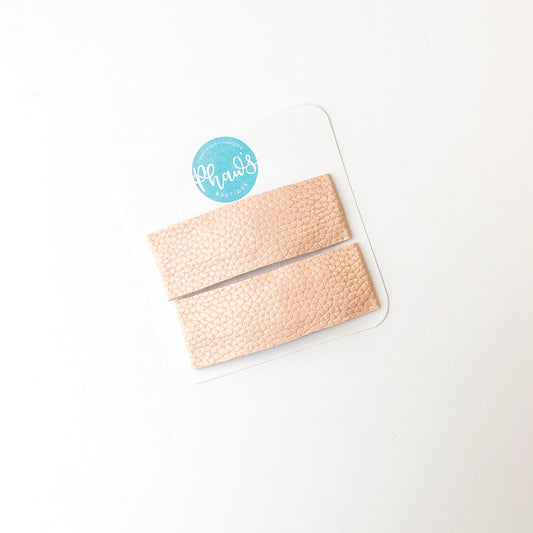 Pale Pink | Faux Leather Snap Clips | Size Large