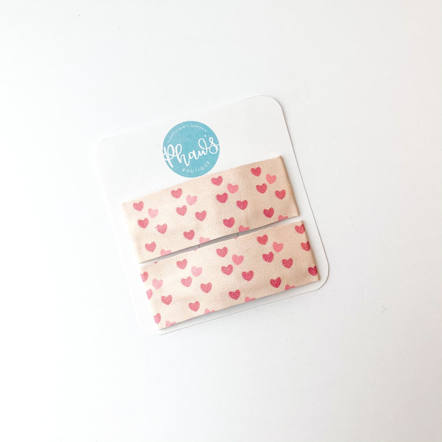 Small Pink & Red Hearts | Faux Leather Snap Clips