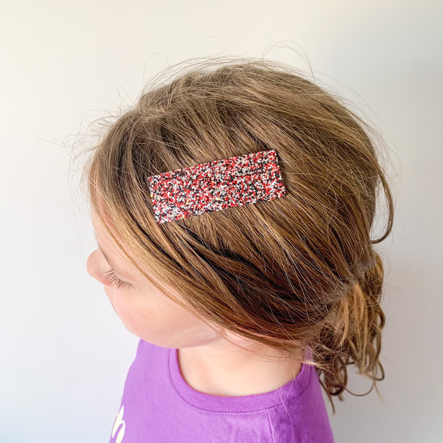 Red and Black Sparkle | Faux Leather Snap Clips