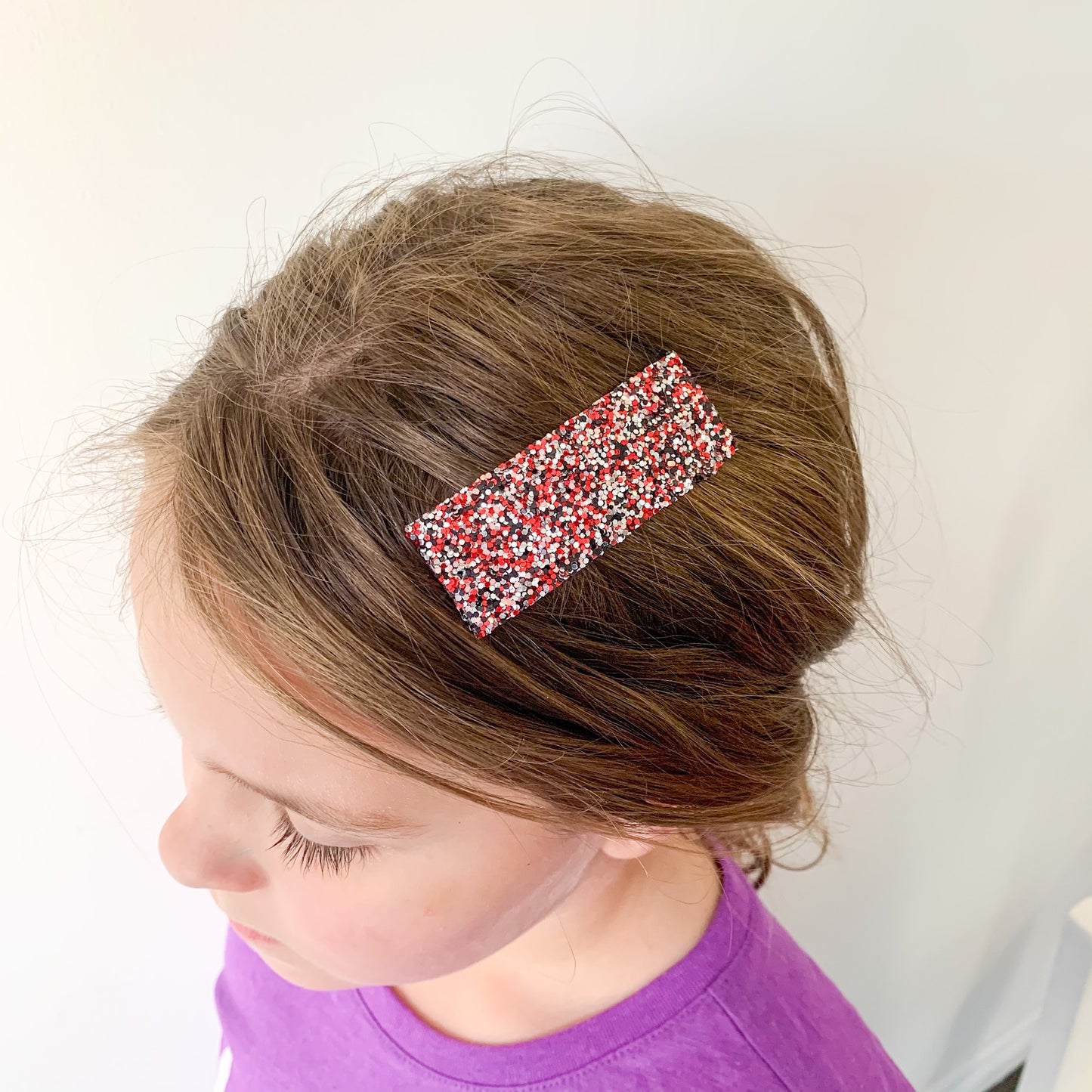 Red and Black Sparkle | Faux Leather Snap Clips