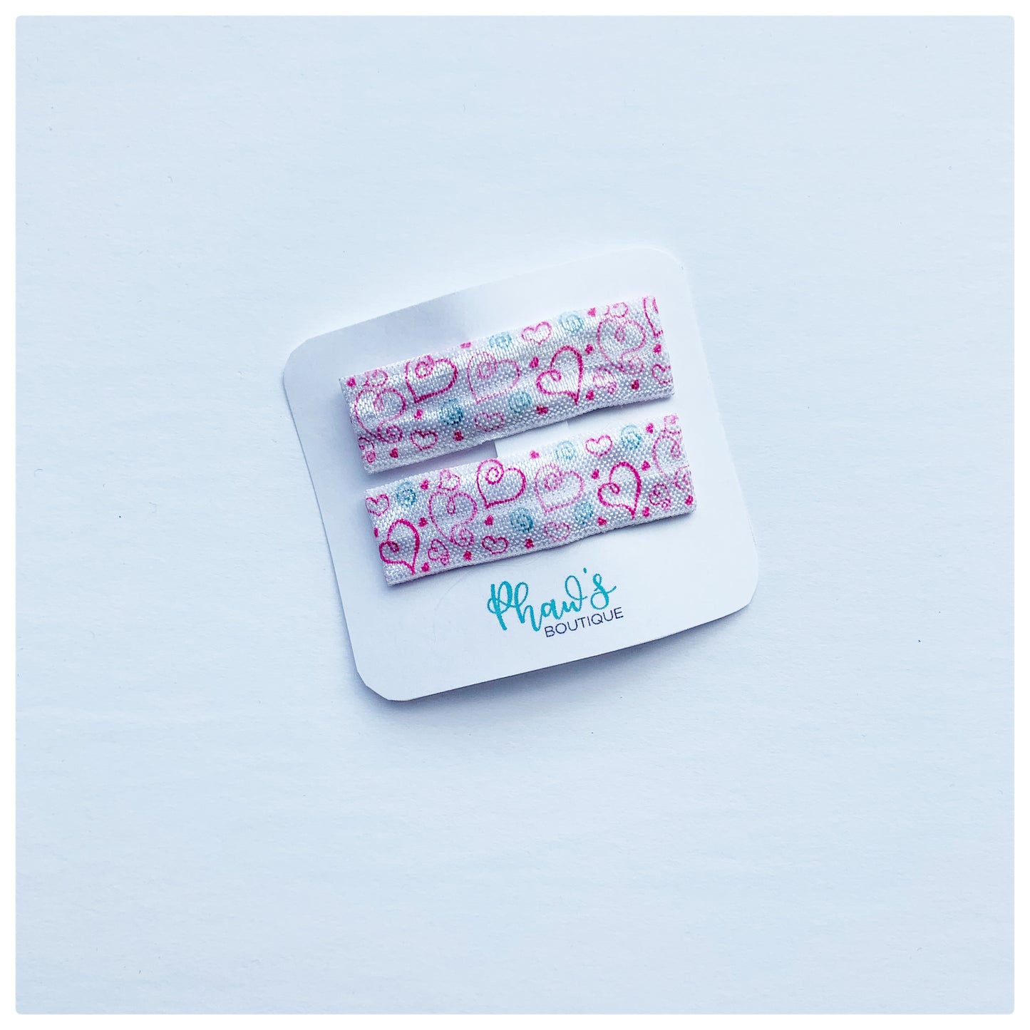 Pink Hearts Pattern Snap Clips | Size Large