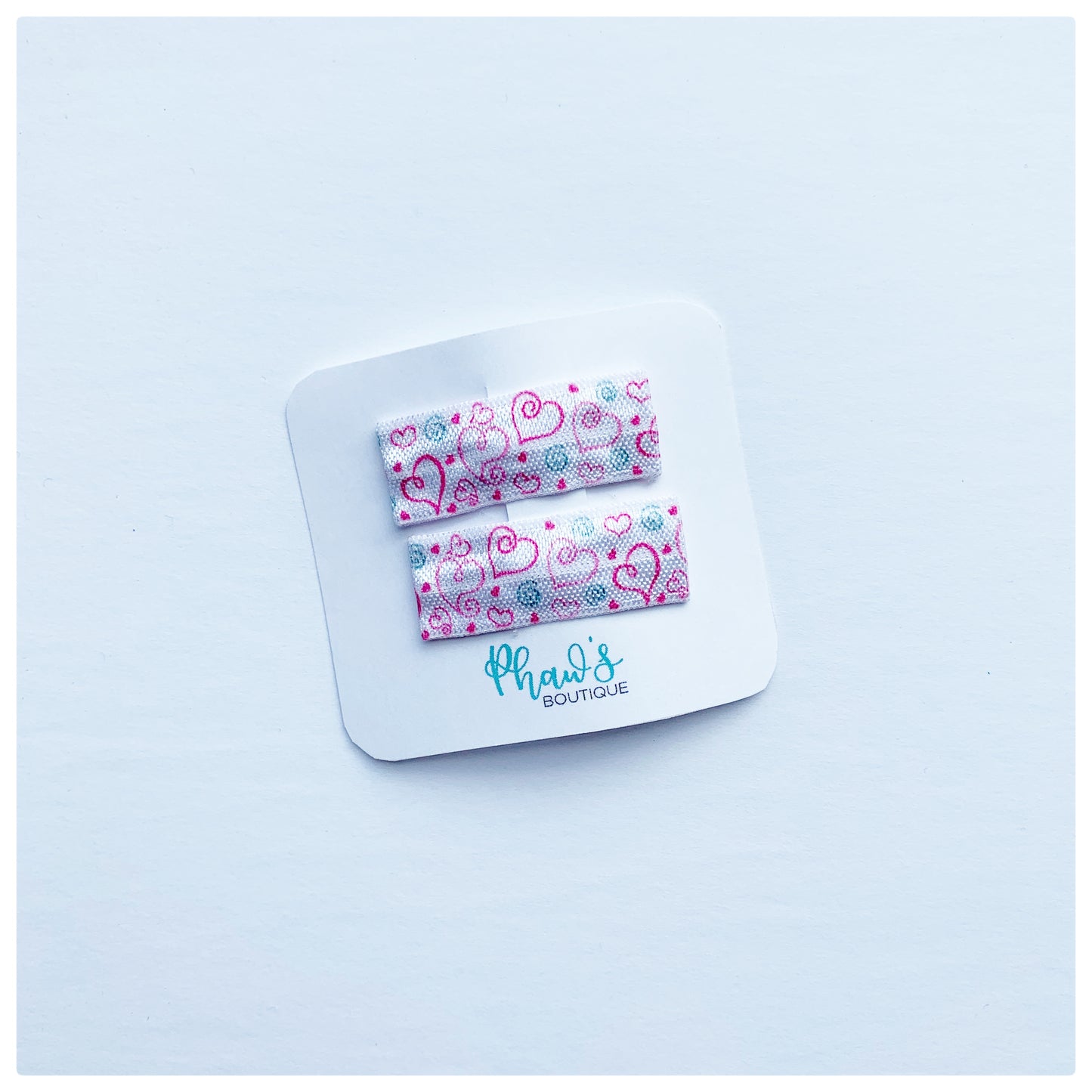 Pink Hearts Pattern Snap Clips | Size Medium