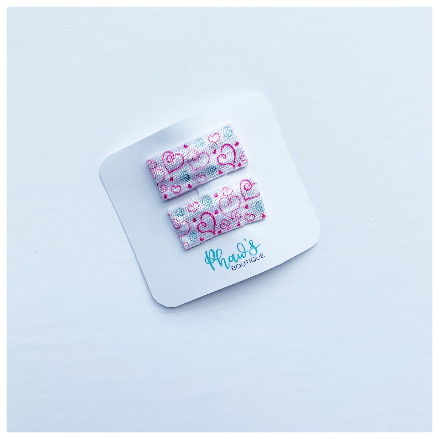 Pink Hearts Pattern Snap Clips | Size Small
