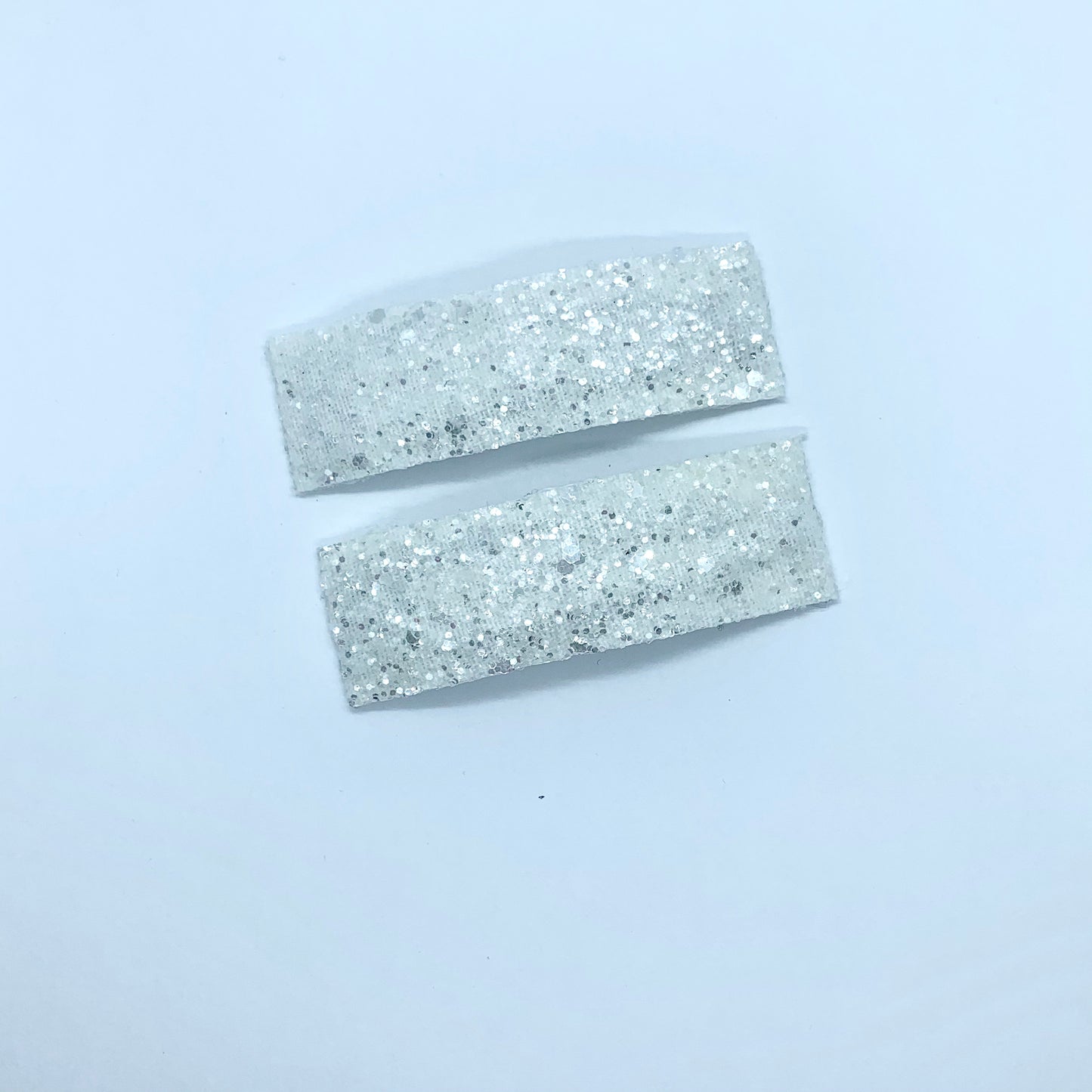White Sparkle - Faux Leather Snap Clips | Size Large