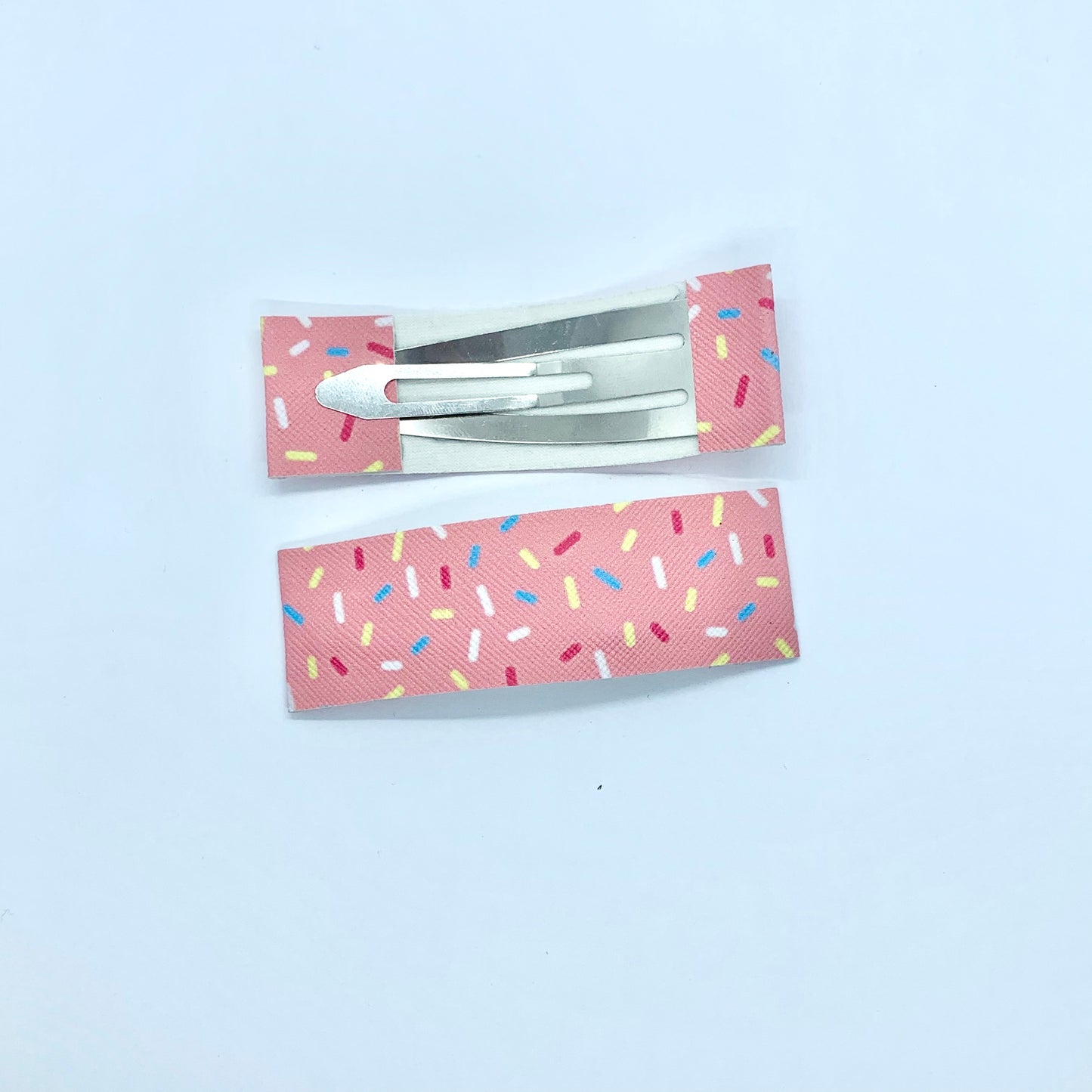 Pink Sprinkle - Faux Leather Snap Clips | Size Large