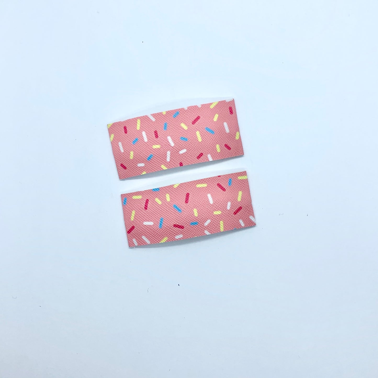 Pink Sprinkle Print - Faux Leather Snap Clips | Size Small