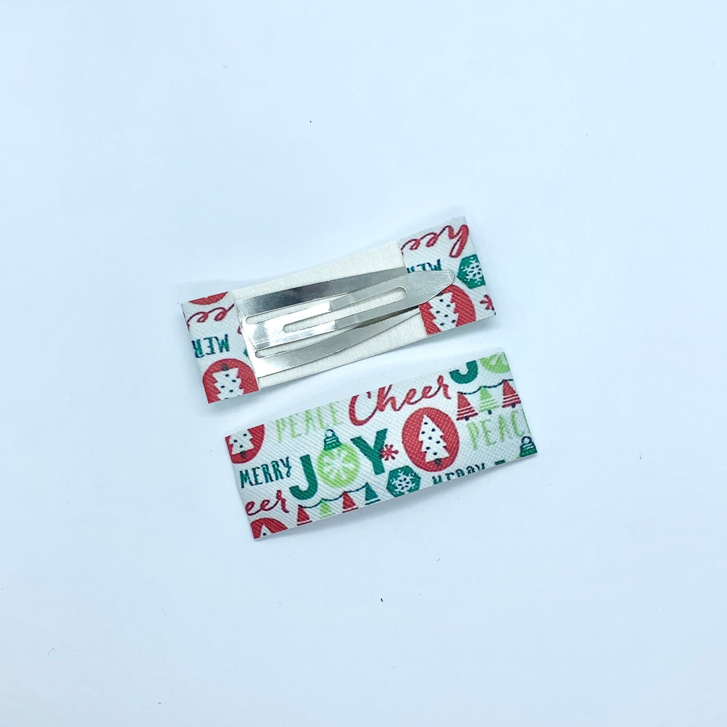 Christmas and Joy Print | Faux Leather Snap Clips | Large