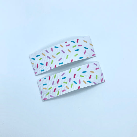 White Sprinkle - Faux Leather Snap Clips | Size Large