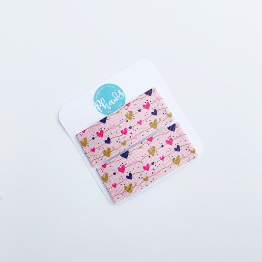 Small Heart Clusters Print | Faux Leather Snap Clips | Large