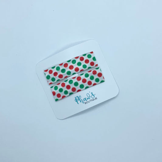 Christmas Small Polka Dots | Snap Clips | Elastic Wrapped | 3 Size Options