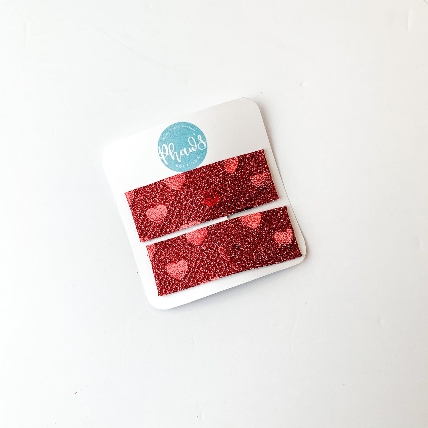 Red Hearts | Faux Leather Snap Clips