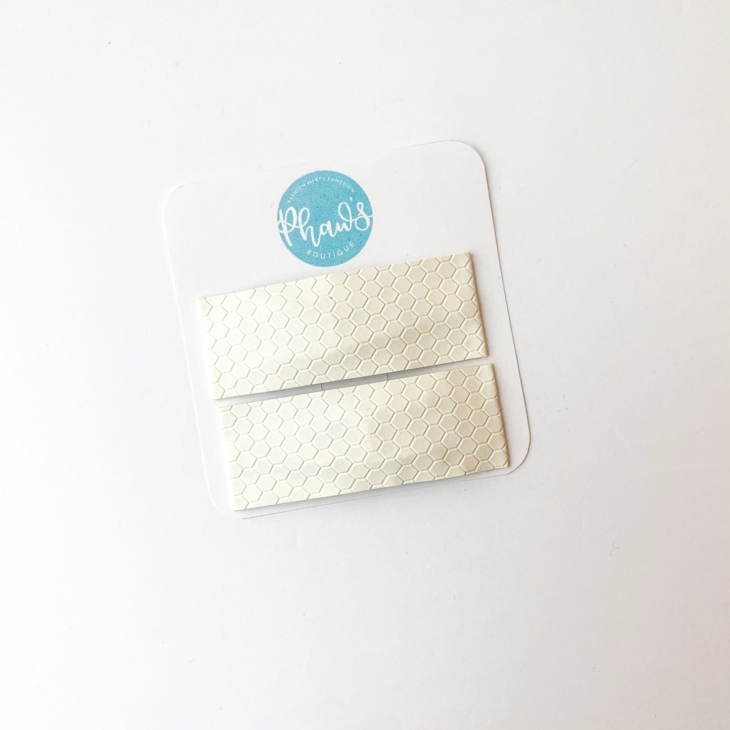 White Hexagon | Faux Leather Snap Clips