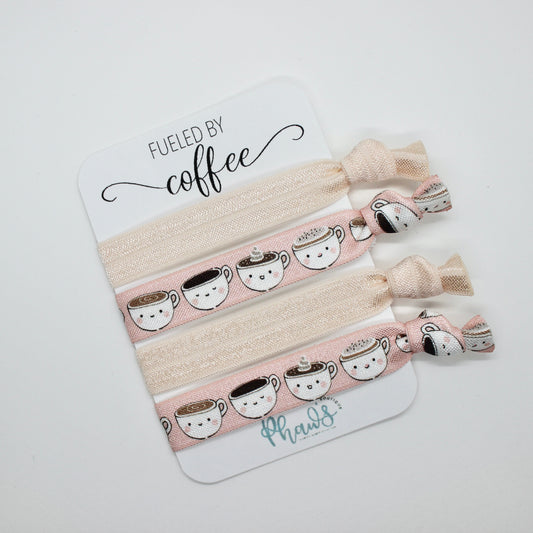 Fueled by coffee | Fun Motivational Cards Hair Tie Set