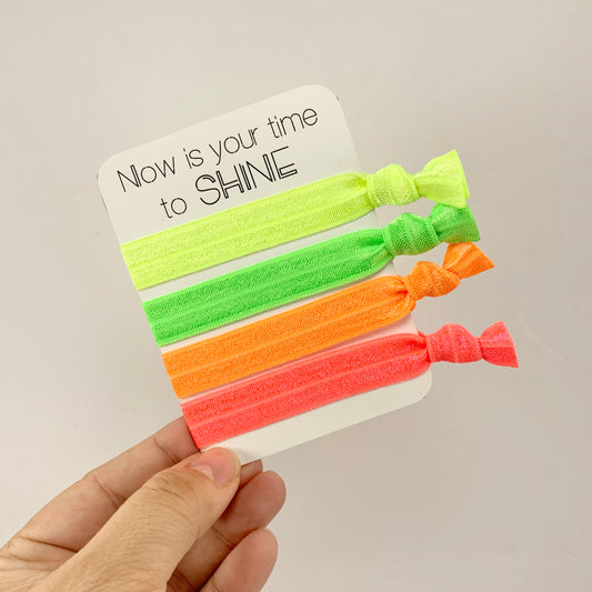 Now is your time to shine | Fun Motivational Cards Hair Tie Set