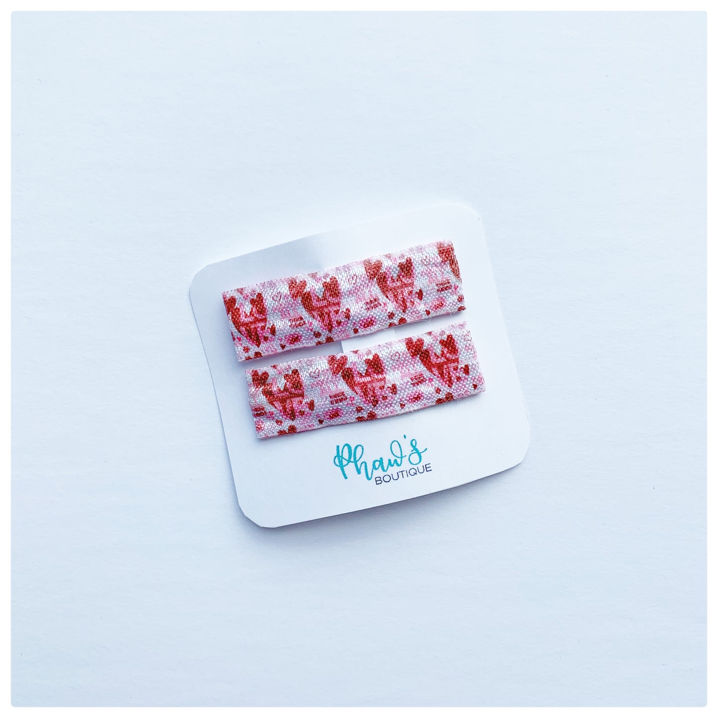 Red Love Heart Pattern Snap Clips | Size Large