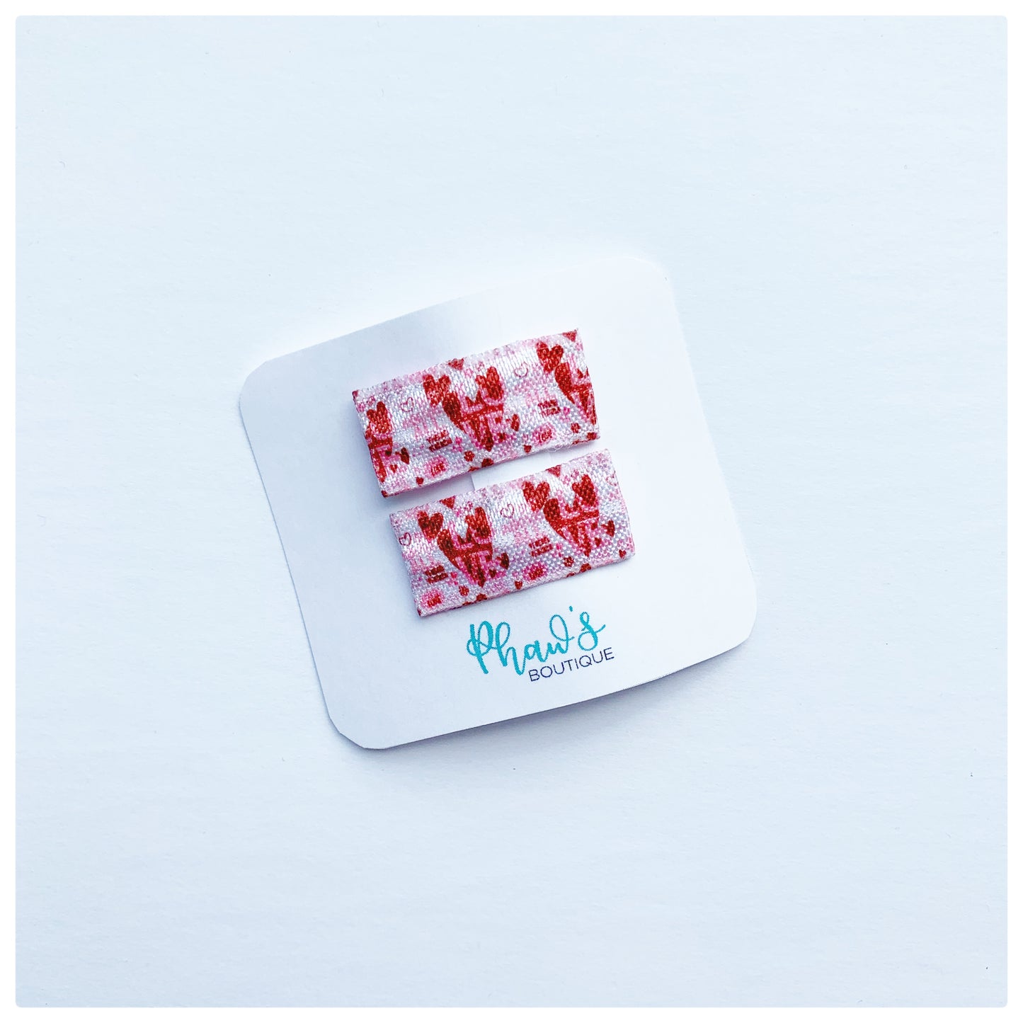 Red Heart Love Pattern Snap Clips | Size Small